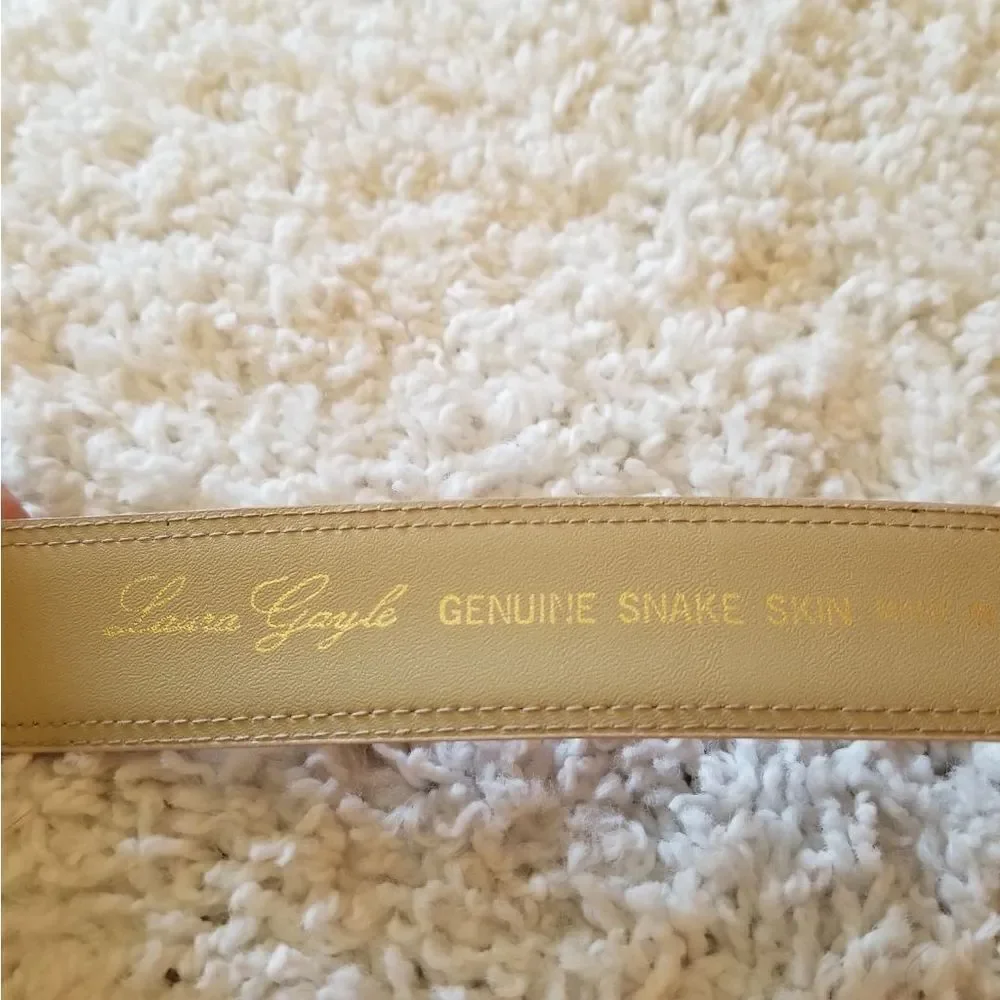 Vintage Laura Gayle Ivory Snakeskin Belt  Medium